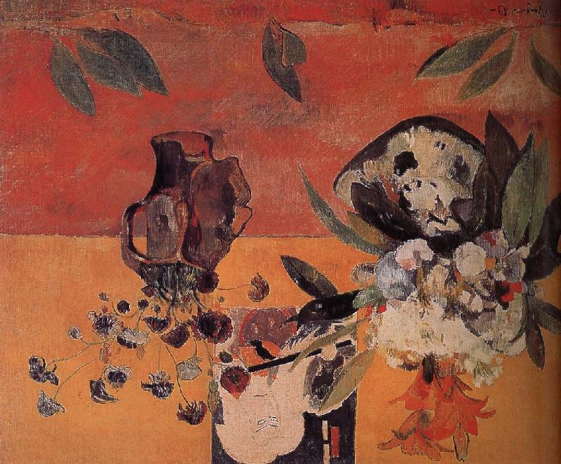 Paul Gauguin There Ukiyoe flower background Germany oil painting art